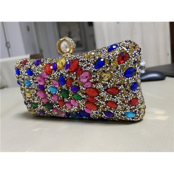 Vgift Crystal Box Clutch, Women Rhinestone Purse Handbag, Jeweled Evening Bags - Picture 5 of 8